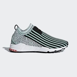 Adidas Black and White Striped Slip-On Sneakers